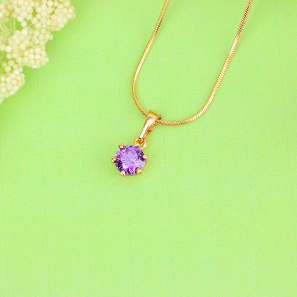 "Dainty Purple Round Pendant in Rose Gold Finish – Chic Design,XPPT1850 - Picture 12 of 13